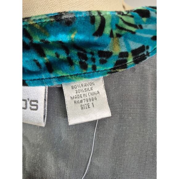 NWT $128.00. Chico's Sz 1 (M) Royal Velvet Long Oolong LS shirt Turquesa. - Picture 5 of 6